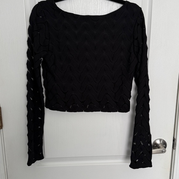 Sweet Claire Black Knit Crop Top - Picture 4 of 5